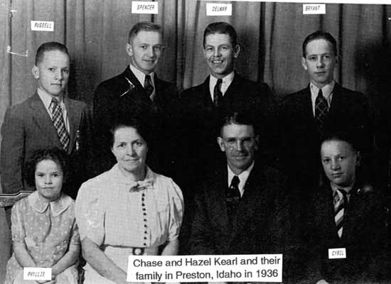 Chase and Hazel and their family in Preston, ID in 1936